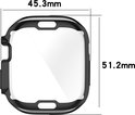Zwart Apple Watch Ultra hoesje met afmetingen 45.3mm x 51.2mm.