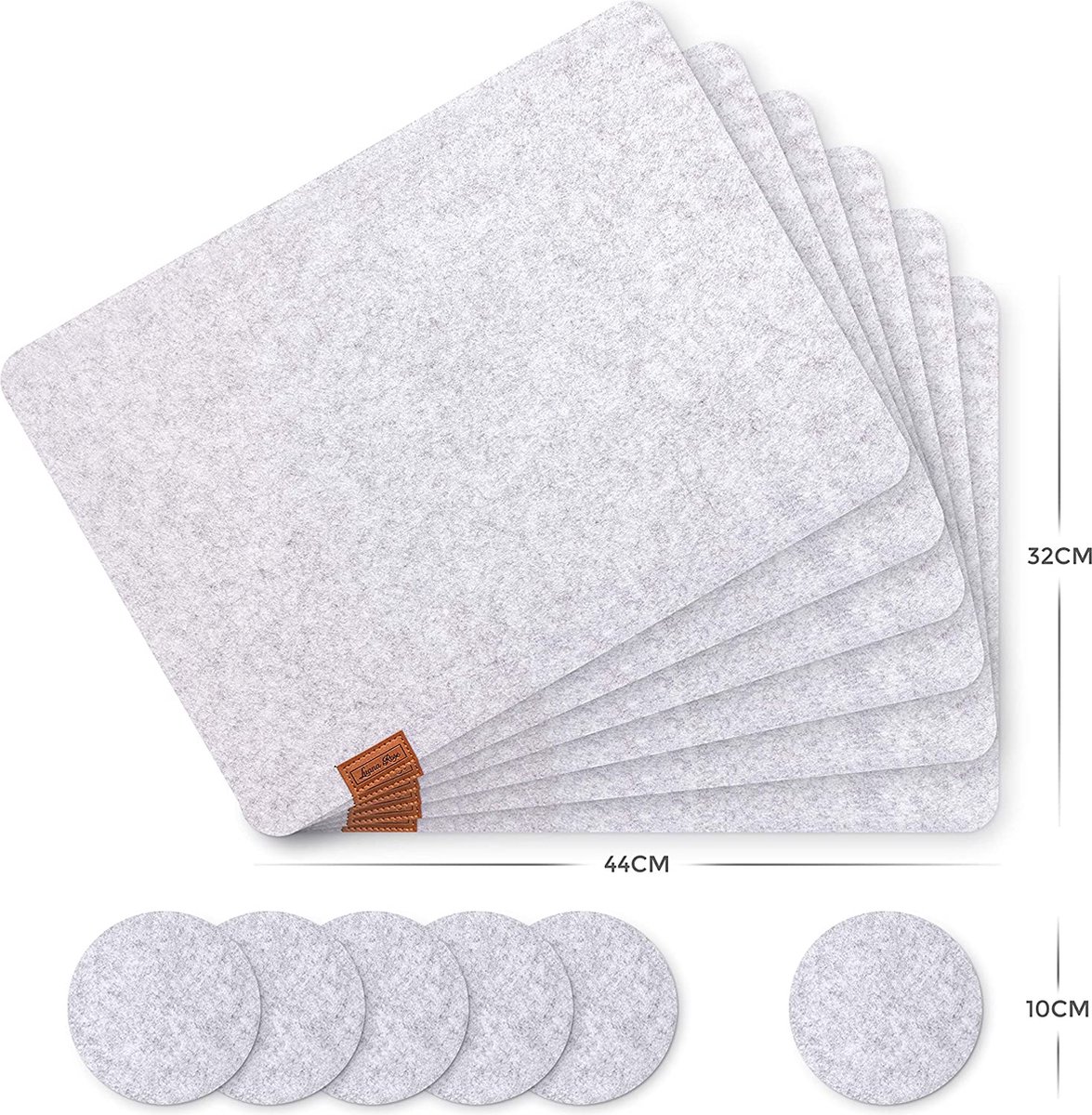 Luana Rose Vilten placemats set van 12 in antraciet - afveegbare placemat - 44x32 cm vilten onderzetters - hoogwaardige wasbare placemats - tafelonderzetter placemat + glazen onderzetterset — cadeau in Wonen & Interieur - foto 3