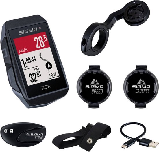 Sigma Sport ROX 11.1 EVO GPS Fietscomputer - Zwart - HR + Cad/Snelhd. magneetloze sensoren set