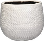 Pot de Fleurs Gabriel Mica Decorations - H14 x Ø16 cm - Céramique - Wit