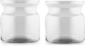 Set van 2x stuks transparante home-basics vaas/vazen van glas 19 x 19 cm - Bloemen/takken/boeketten vaas voor binnen gebruik