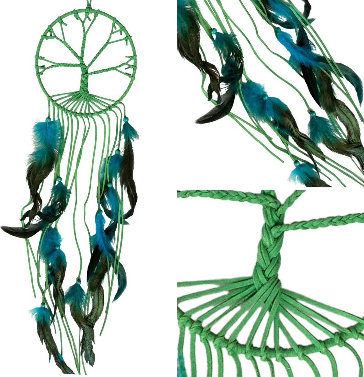 Dromenvanger Faux Suede XL – Tree of Life - Green Life - diameter 16cm - lengte 70 cm