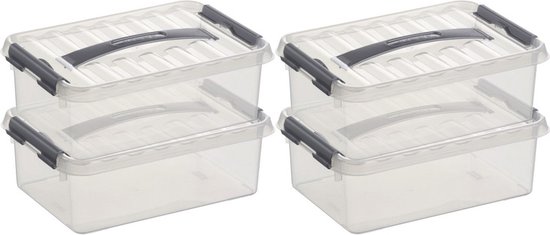 6x SUNWARE Q-Line Aufbewahrungsbox – 6 Liter, Transparent/silber, Stapelbar