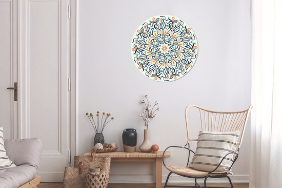 Motif carré avec un mandala décoré sur fond clair Sticker papier peint cercle mural - 50x50 cm - peinture ronde - cercle papier peint - cercle mural - cercle vivant - autocollant & découpe ronde