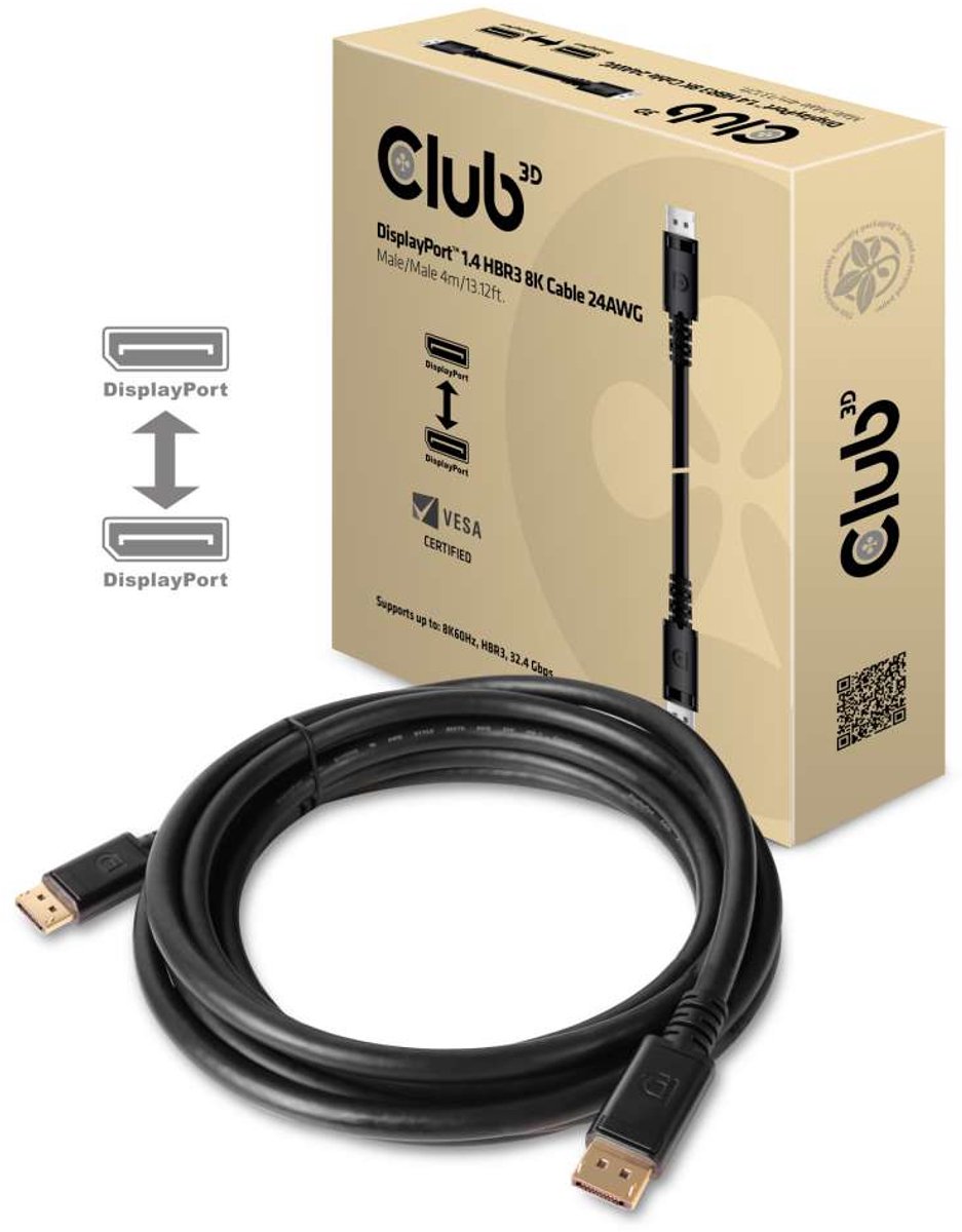 CLUB3D DisplayPort 1.4 HBR3 8K Kabel M/M 4meter - [CAC-1069B]