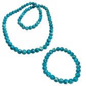 2-Delig-Ketting-Armband -Alexis-blauw-Turquoise natuursteen-Allergievrij- Charme Bijoux