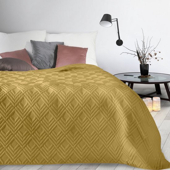 Couvre-lit de luxe ALARA Type 1 d'Oneiro Ocre - 220x240 cm - couvre-lit 2 personnes - beige - literie - chambre - couvre-lits - couvertures - vivre - dormir