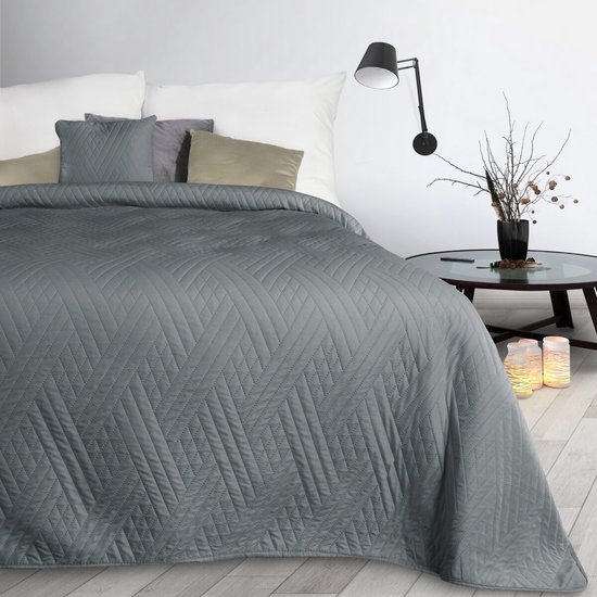 Oneiro’s luxe BONI Type 1 Beddensprei grijs - 170x210 cm – bedsprei 2 persoons – beddengoed – slaapkamer – spreien – dekens – wonen – slapen