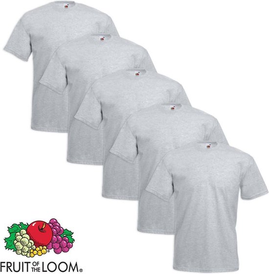 Fruit of the Loom 5 Grote maat Value Weight T-shirt grijs 4XL