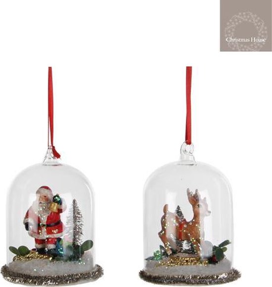 Christmas House - - Stolp kerstman glas stuks 12,3 cm hoog Ø8 cm | bol.com