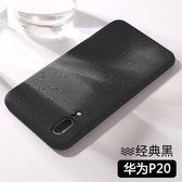 Liquid Silicone Back Cover + PET Screen Protector voor Huawei P20 _ Zwart