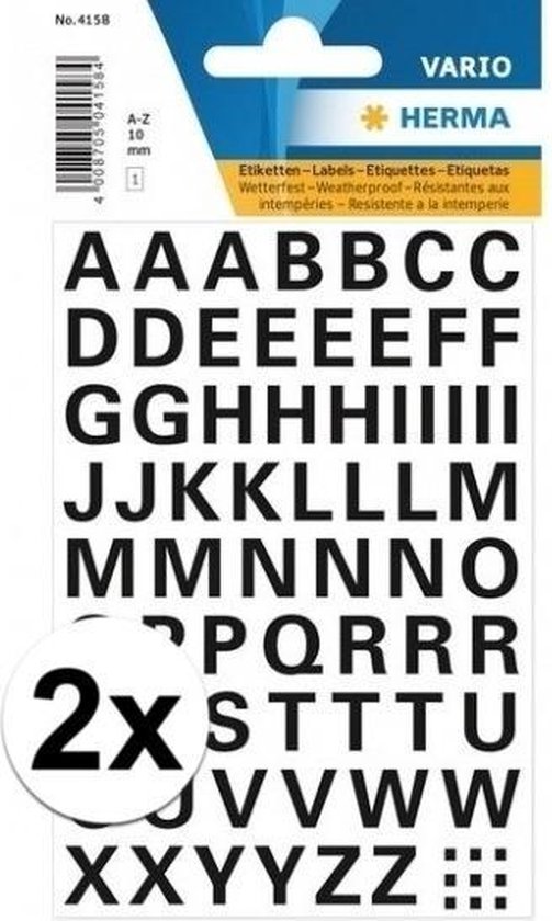 2x Stickervellen letters zwart 10mm 65x bol