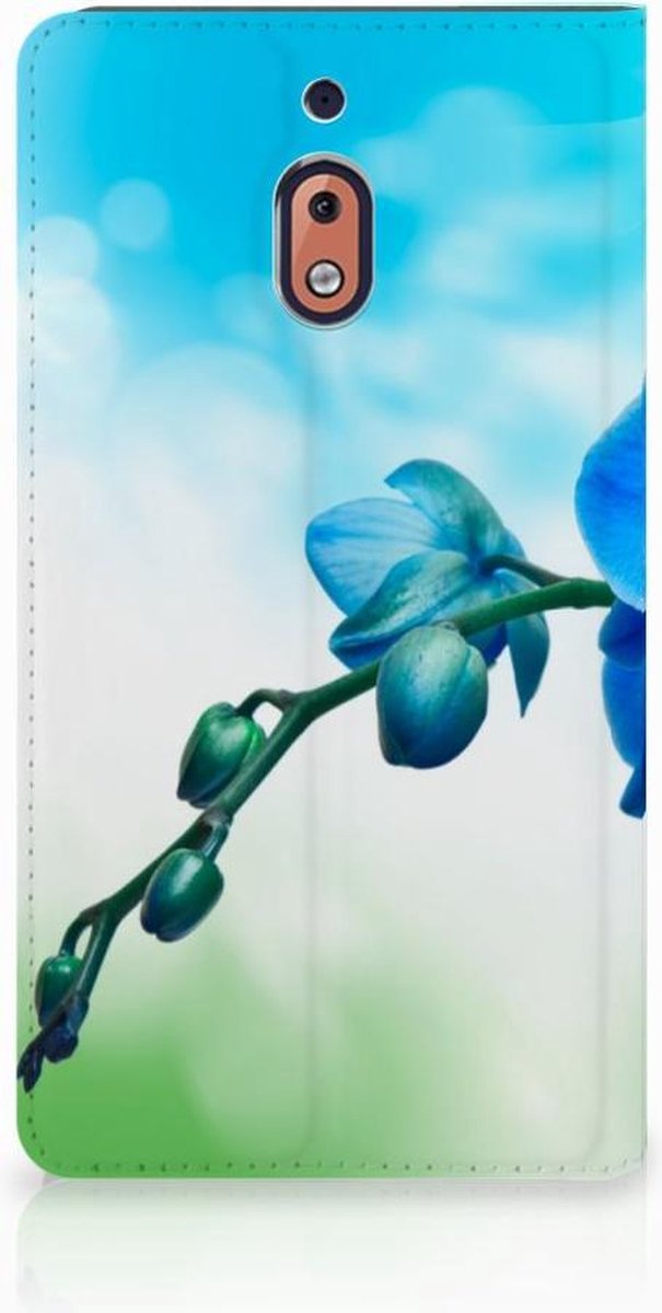 Standcase Hoesje voor Nokia 2.1 2018 Smart Cover Orchidee Blauw - Cadeau voor je Moeder