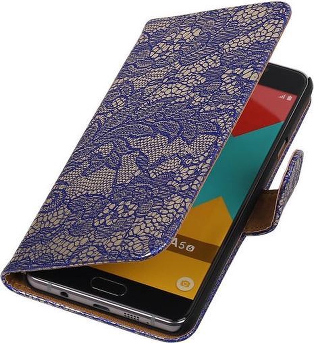 Blauw Lace Booktype Samsung Galaxy A5 2016 Wallet Cover Hoesje
