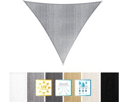 Driehoekige luifel van Lumaland incl. spandraden |Driehoek 3 x 3 x 3 m| 160 g/m² - lichtgrijs