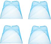 Vliegenkap Opvouwbaar  4 Stuks – 30x20cm – Kanten Design – Pop Up Insecten Net – Beschermd uw eten tegen Vliegen – Blauw