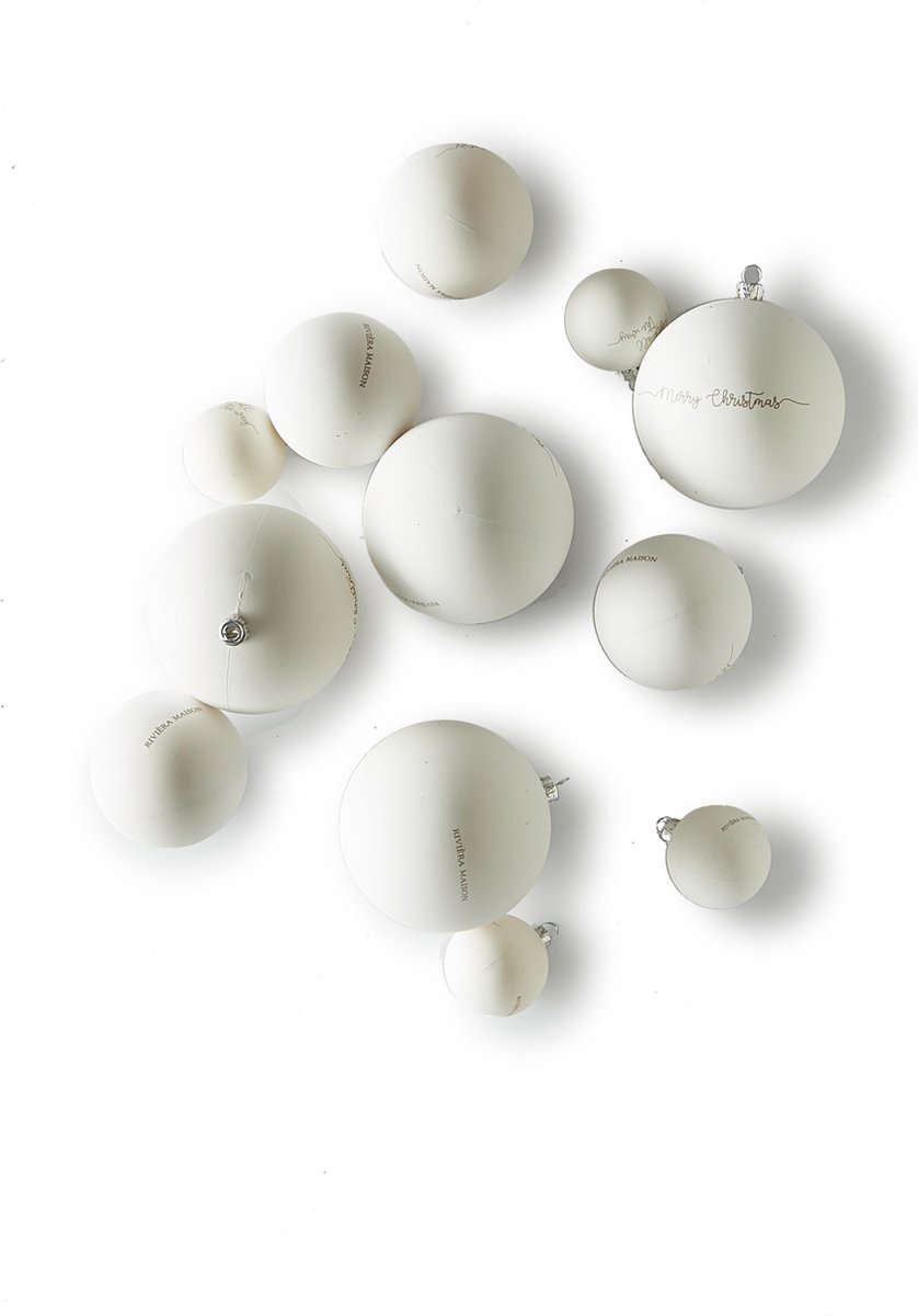 Riviera Maison - Happy Christmas Ornaments off white - Kerstbal - Wit - Plastic