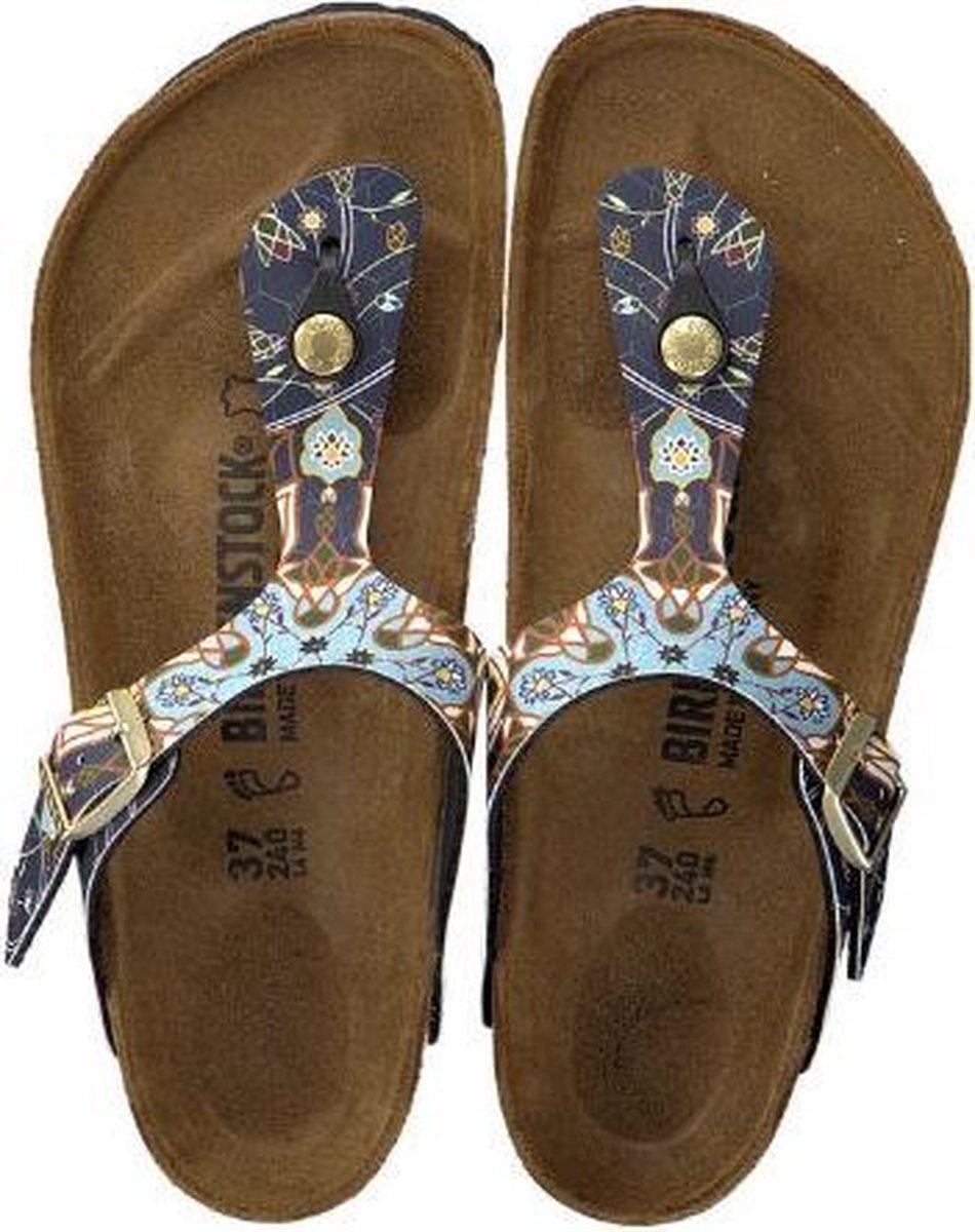 Metropolitan uitzending leeg Birkenstock Gizeh Ancient Mosaic blauw slippers dames - Maat 38 | bol.com