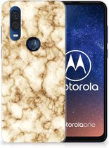 TPU Siliconen Hoesje Motorola One Vision Marmer Goud