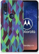 TPU Hoesje Motorola One Vision Abstract Green Blue