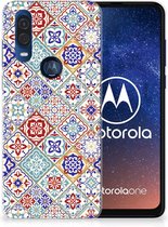 TPU Siliconen Hoesje Motorola One Vision Tiles Color