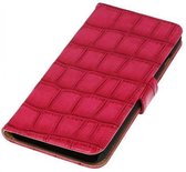 Glans Croco Bookstyle Wallet Case Hoesjes voor Galaxy Core LTE G386F Rood