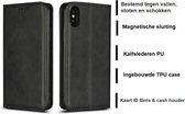 DrPhone iPhone XS Max  Magnetische Kalf Lederen PU Bookcase –Kaart Case [met Stand functie] PU Lederen Portemonnee Case - Book Style Type - Magnetische flipcover met ingebouwde TPU case – Zwart