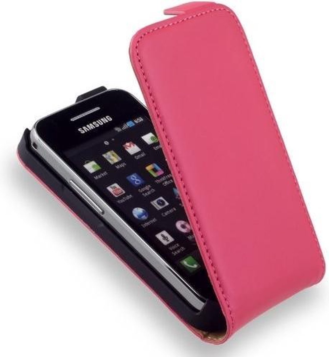 LELYCASE Flip Case Lederen Hoesje Samsung Galaxy Ace Pink