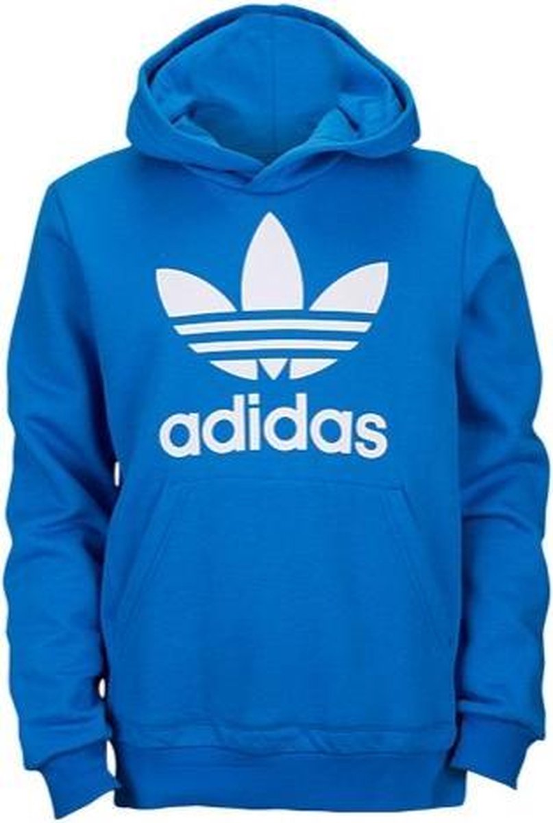 Adidas junior trefoil hoodie blauw maat 134 | bol.com