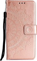 Shop4 - Huawei P30 Lite Hoesje - Wallet Case Mandala Patroon Rosé Goud