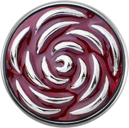 Quiges - Dames Click Button Drukknoop 18mm Bloem Roos Rood - EBCM308