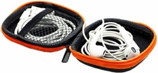 Hardcase Ears cover - Housse pour câble - Sac de rangement électronique - Housse de rangement pour câble, oreillettes intra-auriculaires - Zwart/ Oranje