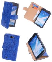 Bestcases Vintage Blauw Book Cover Samsung Galaxy Note 2