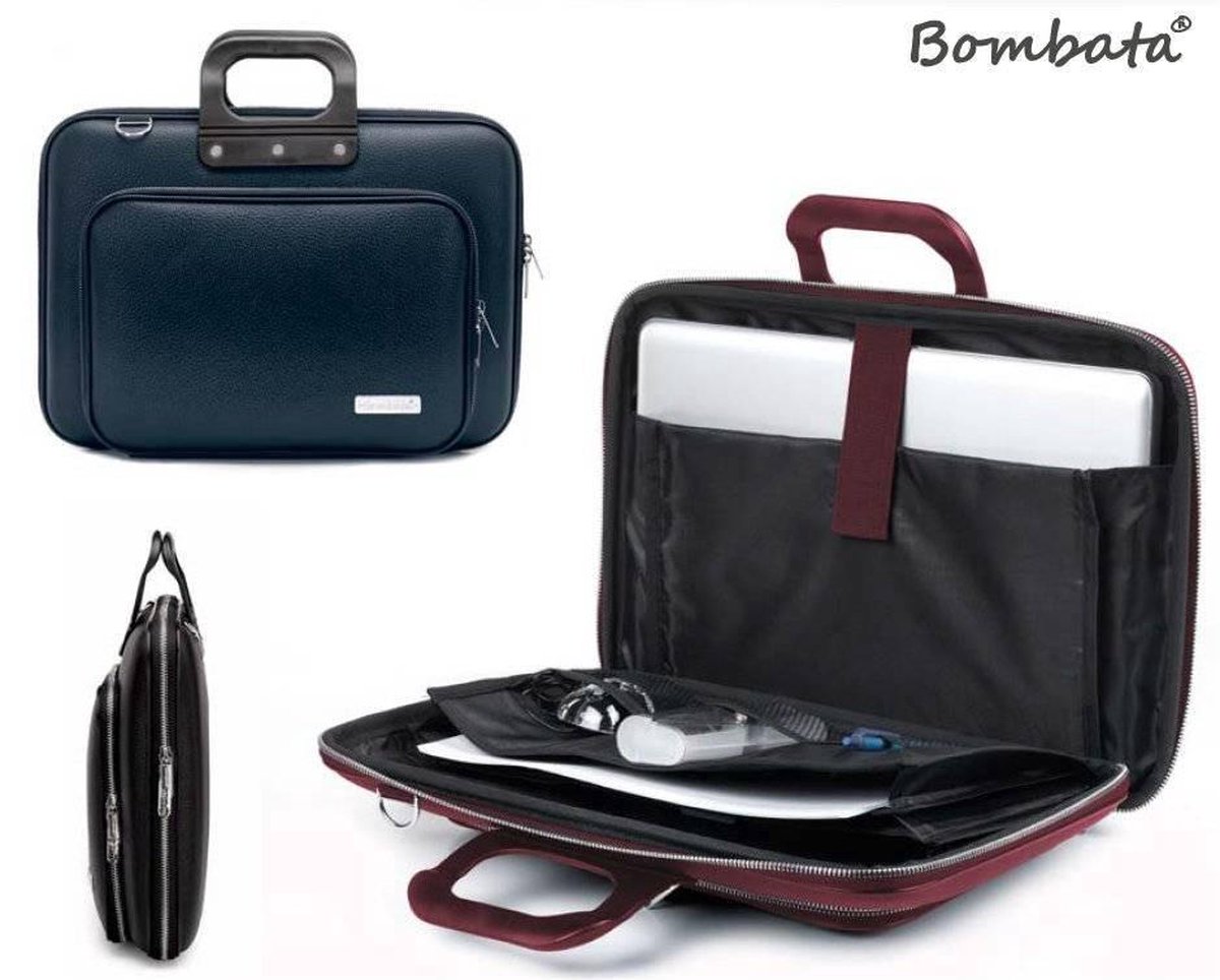 thumbnail image 2 of Bombata Classic Plus 15.6 Inch Briefcase - Dark Blue Laptop Messenger Bag 2 of 11