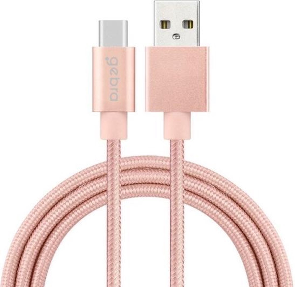 Gebra Gevlochten USB Type C Kabel naar USB Oplader o.a. Honor 8 Pro | 1 meter | Rose Goud | Topkwaliteit