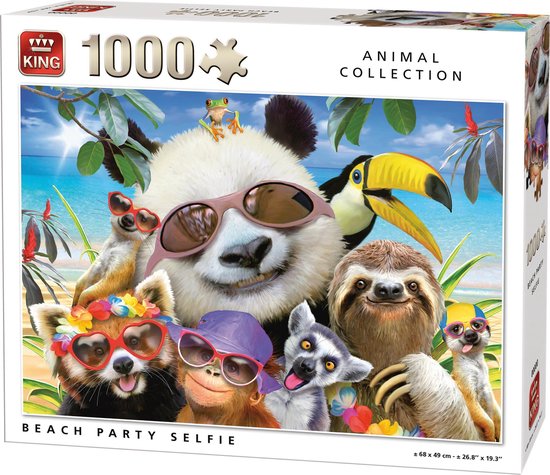 King Puzzel 1000 Stukjes (68 x 49 cm) - Beach Party Selfie - Legpuzzel  Dieren | bol.com