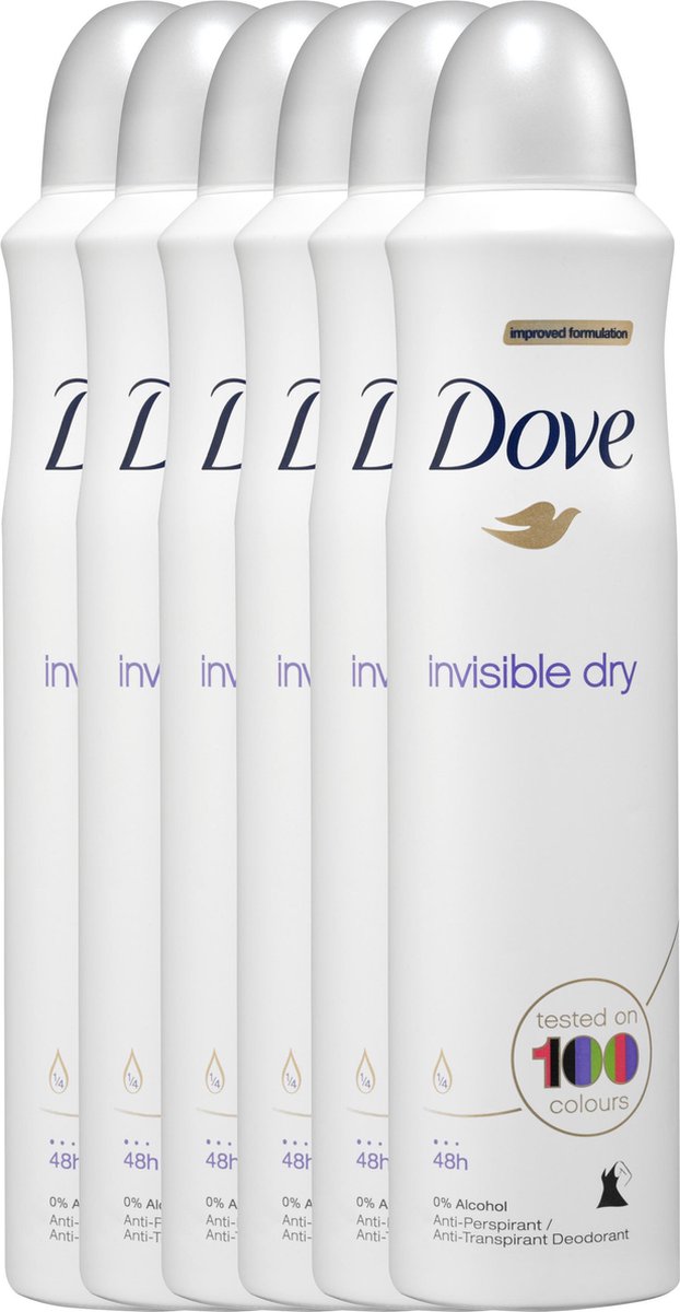 Goedkoopste Dove Invisible Dry Women - 6 x 250 ml - Deodorant Spray - Voordeelverpakking
