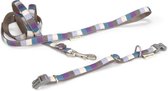 Minipal halsband Met lijn Paars - Blauw - beige en Grijs gestreept - Verstelbaar.