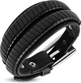 Amanto Armband Djulian Black - Leer - 10mm - 21cm