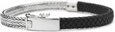 SILK Jewellery - Bracelet Argent - Alpha - 369BLK.19 - cuir noir - Taille 19
