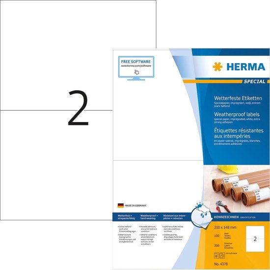 HERMA Etiketten papier weerbestendig wit A4 LC | bol.com
