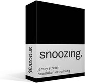 Snoozing Jersey Stretch - Hoeslaken - Extra Hoog - Lits-jumeaux - 160/180x200/220 cm - Zwart