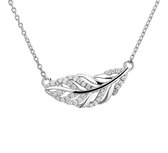 The Jewelry Collection Ketting Blad Zirkonia 1,5 mm 41 + 4 cm - Zilver Gerhodineerd