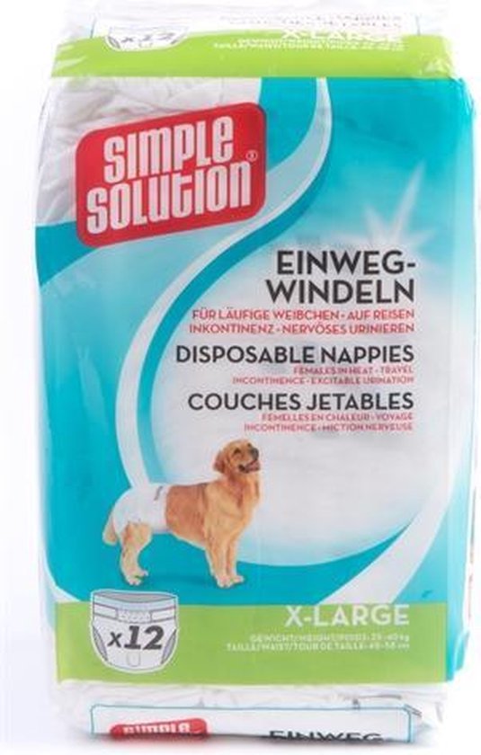 Bol Com Simple Solution Wegwerp Honden Luier Xl 12st 45 58 Cm