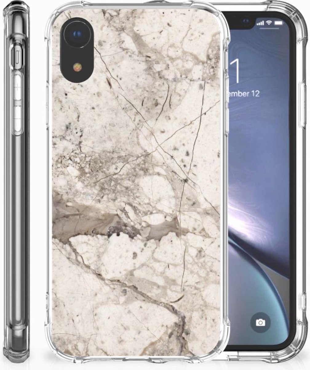 Apple iPhone Xr Anti-Shock Hoesje Marmer Beige