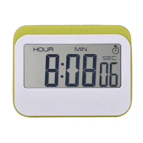 Krumble Digitale Kookwekker - Met digitale klok en alarm - Perfect voor in de keuken met magneet en rubberen stootrand - Wit met groen - Krumble