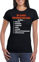 Halloween kostuum lijstje t-shirt zwart dames XS