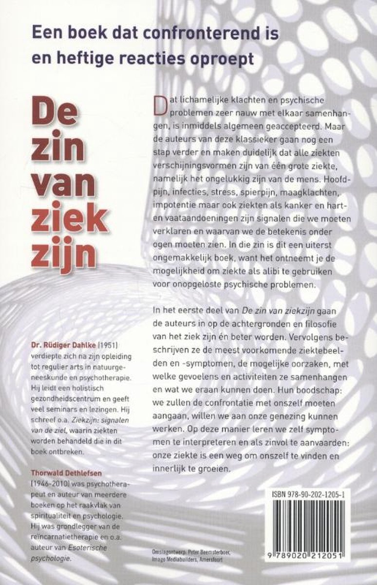 De zin van ziekzijn - back cover