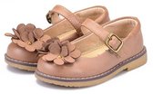 Ballerina Julia – leren ballerina met enkelbandje - cognac - maat 25