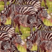 Schilderij - Zebra op de savanne, prachtige tekening op canvas geprint, Multikleur , 3 maten, Premium print